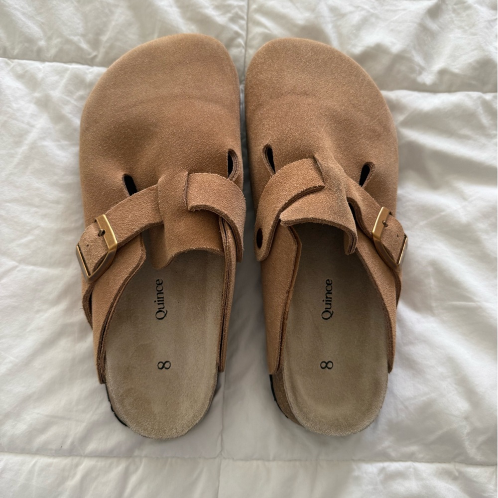 Quince Women's Brown Suede Mules with Buckle